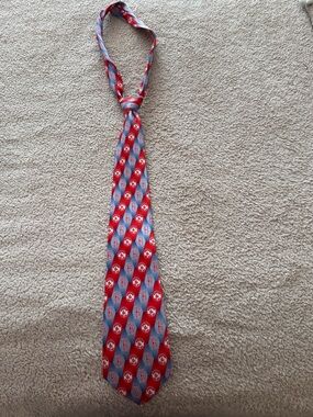 Red Sox Red and Blue Patterned Silk Tie